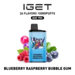 IGET BAR PRO 10,000 Puffs – Blueberry Raspberry Bubble Gum