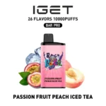 IGET BAR PRO 10,000 Puffs – Passion Fruit Peach Iced Tea