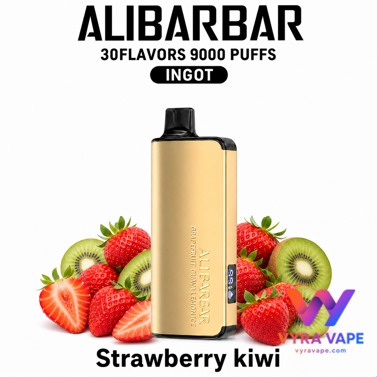 alibarbar-strawberry-kiwi ALIBARBAR INGOT 9000 — Strawberry Kiwi - Image 1
