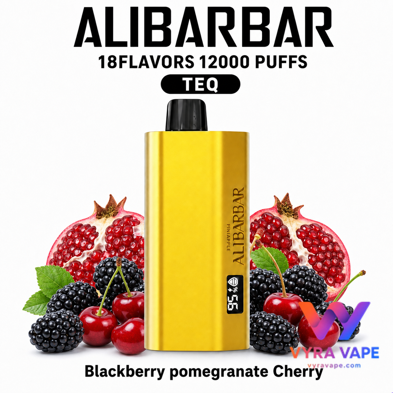 alibarbar-teq-blackberry-pomegranate-cherry ALIBARBAR TEQ 12000 Puffs – Blackberry Pomegranate Cherry - Image 1