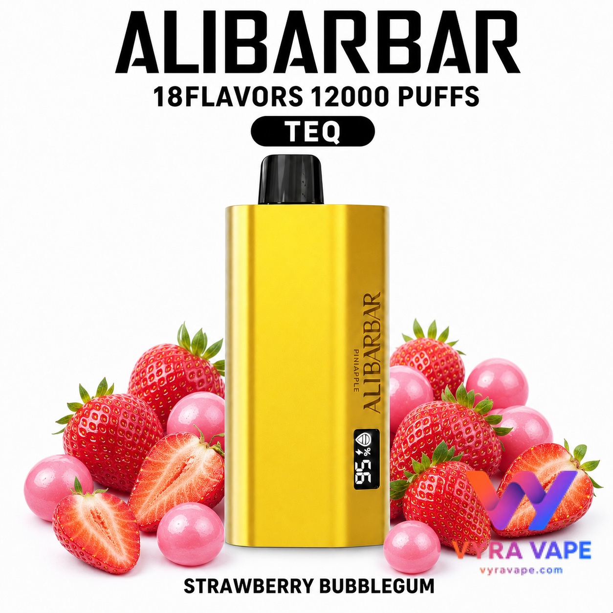 alibarbar-teq-strawberry-bubblegum ALIBARBAR TEQ 12000 Puffs – Strawberry Bubblegum - Image 1