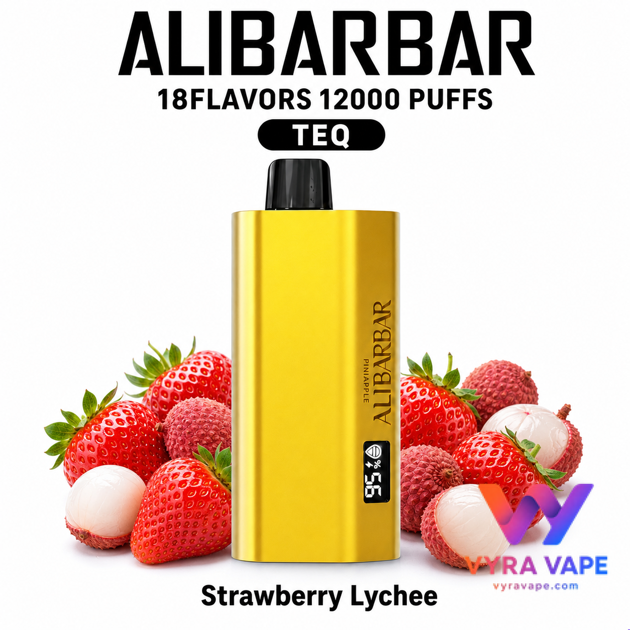 alibarbar-teq-strawberry-lychee ALIBARBAR TEQ 12000 Puffs – Strawberry Lychee - Image 1