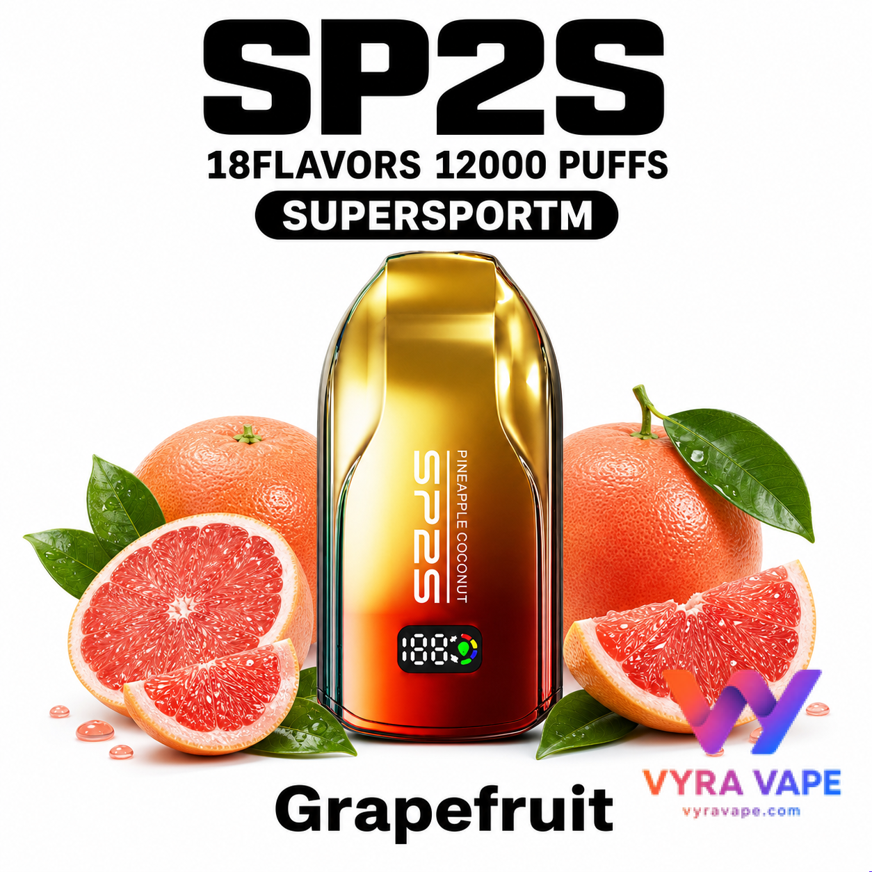 sp2s-supersportm-grapefruit SP2S SUPERSPORT M 12000 Puffs – Grapefruit - Image 1