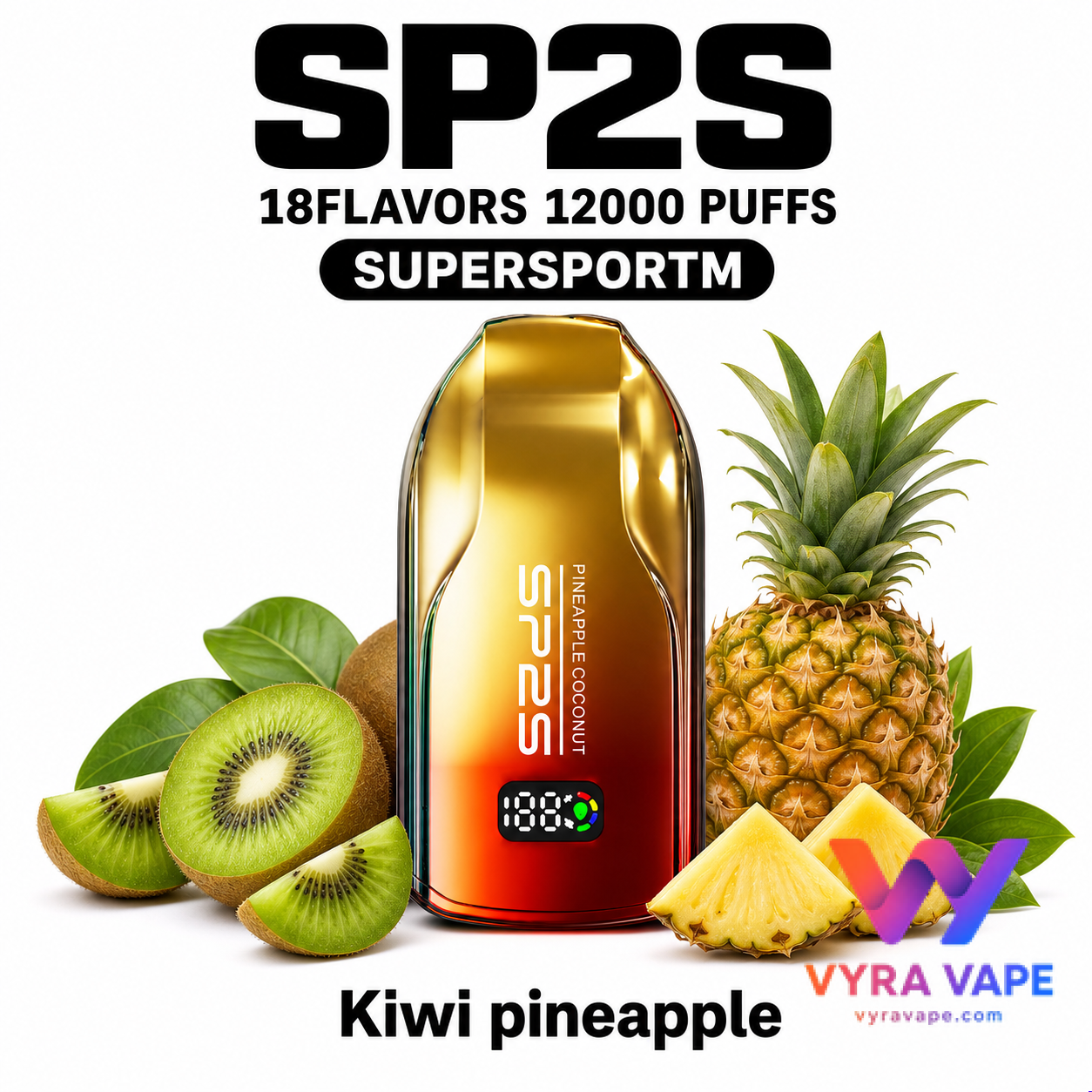 sp2s-supersportm-kiwi-pineapple SP2S SUPERSPORT M 12000 Puffs – Kiwi Pineapple - Image 1
