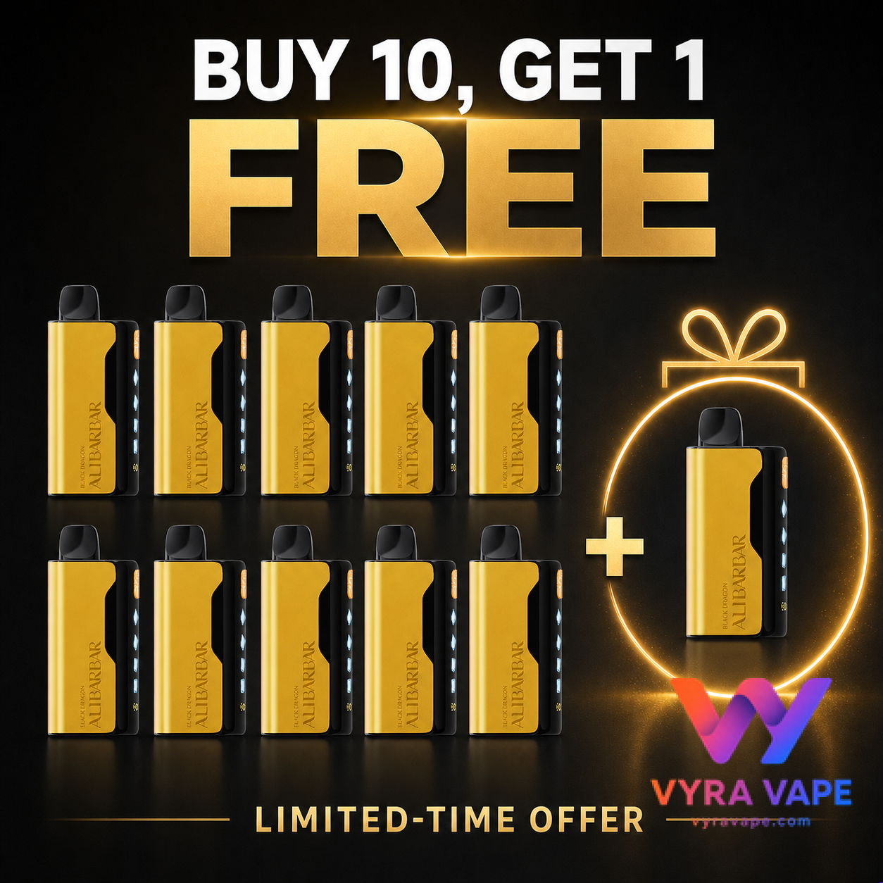 buy-10-get-1-free-black-dragon ALIBARBAR ICE ADJUST 12000 Puffs — Buy 10 Get 1 Free - Image 1